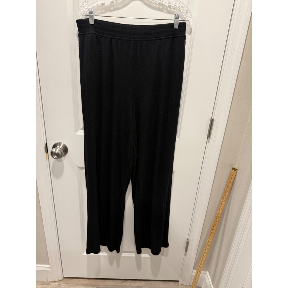 VSX Womens Wide Leg Pants Ribbed Modal Blend Black XL Long